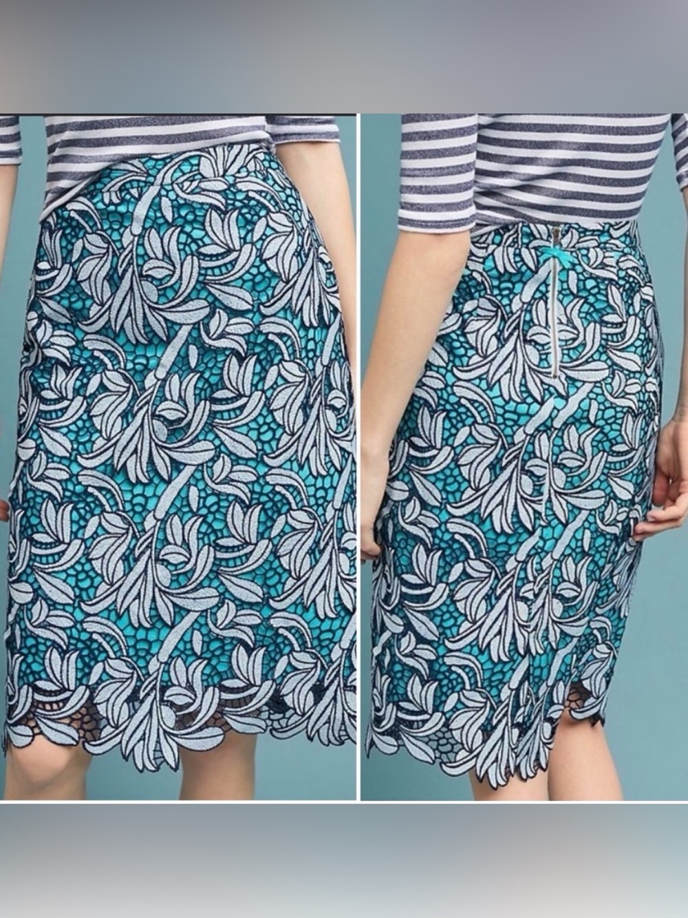 Anthropologie Maeve Tallulah Lace Guipure Overlay Pencil Skirt Size XL NEW